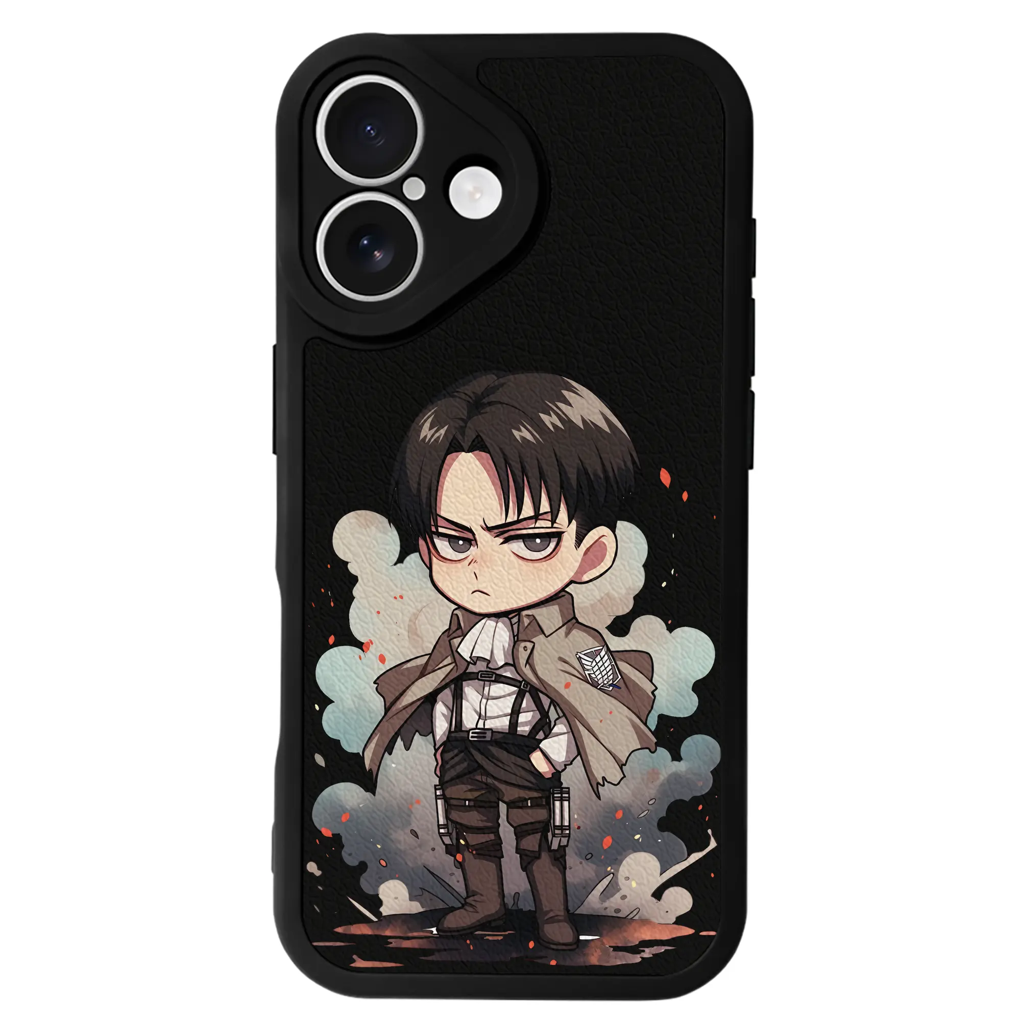 進撃の巨人 グッズ リヴァイ・アッカーマン - IPhone 16シリーズ対応 ・ シリコンスマホケース ・ レザー調 ・ 高精度フィット ・ 耐衝撃 ・ ワイヤレス充電対応 ・ 精密カット